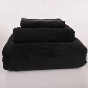 Hot Sale Professional Soft Bleach Proof Black Microfiber Facial Towel Salon Towels For Barber Shop