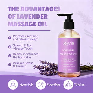 JOYVIN minyak pijat Lavender dengan ekstrak tanaman biji anggur minyak pelembap otot relaksasi untuk semua jenis kulit pasokan besar - Product Image 3