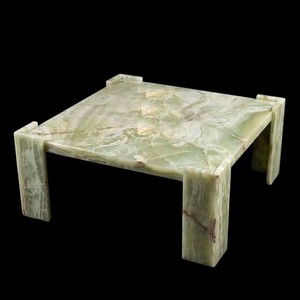 Table basse carrée en marbre onyx vert écologique moderne de luxe, design personnalisé, meubles en pierre naturelle pour salon intérieur - Product Image 1