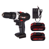 Máy Khoan Điện Mini 48VF, Máy Khoan Tác Động Không Dây 2 Tốc Độ, Kèm Pin, Có Đèn LED, Công Cụ Phát Điện, Máy Khoan Điện Gia Dụng