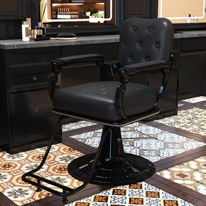 Chaise de barbier élégante pour hommes avec coupes de cheveux inversées Chaise de coiffure à ascenseur rétro - Product Image 3