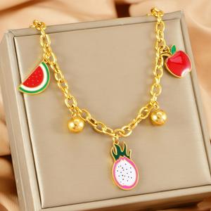 Style végétal Maïs Rouge Piment Chaud Colliers Fruits Frais Dragon Fruit Pastèque Collier Doux Femmes Accessoires Bijoux - Product Image 3