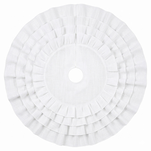 Falda para Árbol de Navidad Grande Blanca de Lino para Interiores, Duradera, Tradicional, de 58 Pulgadas, Decoración de Fábrica - Product Image 3