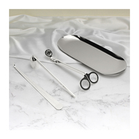 Kit d'entretien de bougies avec logo personnalisé, comprenant ciseaux à bougies, outil de plongée, éteignoir et plateau, noir et or, avec coupe-mèche de bougie