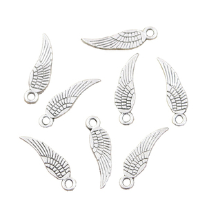 Charmes ailes d'ange 19x5mm ajustement fait à la main, pendentifs vintage tibétains couleur argent, bricolage pour bracelet collier - Product Image 1
