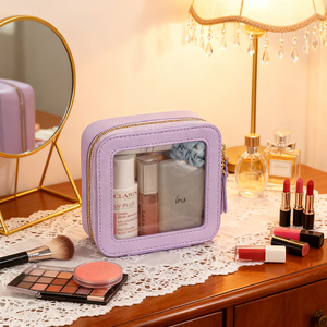 Chất Lượng Cao Không Thấm Nước Rõ Ràng Make Up Bag Pouch Mini Da Vuông Túi Mỹ Phẩm Du Lịch Nhỏ Trang Điểm Túi Cho Vệ Sinh Cá Nhân Ví - Product Image 1