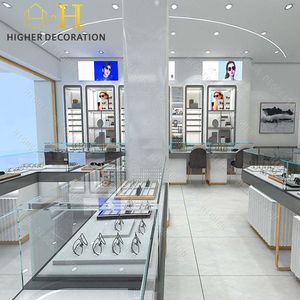 Vitrine de lunettes personnalisée Vitrine de lunettes Optique Décoration de magasin Vitrine en verre avec lumière - Product Image 4