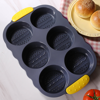 Moule à muffins en silicone 6 cavités, moule à pain à hamburger, antiadhésif, qualité alimentaire, résistant à la chaleur, passe au lave-vaisselle
