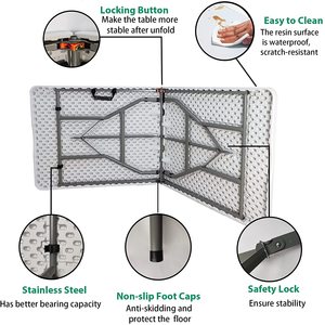 Dễ Dàng Carying Có Thể Gập Lại Cắm Trại Dã Ngoại Bảng Nhựa Ngoài Trời Va Li Gấp Ăn Uống Bảng Màu Trắng - Product Image 3