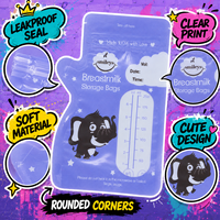 Sacs de conservation du lait maternel personnalisés à finition brillante, double fermeture éclair, anti-fuite avec fenêtre, sans BPA, réutilisables et refermables