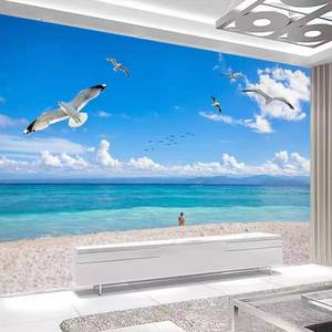 <span class=keywords><strong>Papier</strong></span> peint mural personnalisé avec vue sur la montagne et l'océan pour salon, appartement et chambre à coucher, <span class=keywords><strong>panoramique</strong></span> et lumineux - Product Image 2