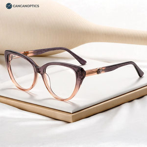 MG1022 Montatura Ottica di Lusso a Forma di <span class=keywords><strong>Occhio</strong></span> di Gatto in Acetato, Eleganti Occhiali da Lettura per Donne con Dettagli Metallici e Lenti Trasparenti - Product Image 1