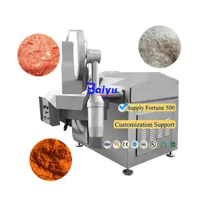 Baiyu New Design Commercial Stainless Steel Table Top Meat Bowl Cutter Vacuum Meat Chopper Mixer for Sausage Making Machine