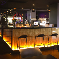 Comptoir de caisse carré noir de grande taille au design moderne rétroéclairé personnalisé pour boîte de nuit, restaurant, hôtel - Durable et écologique