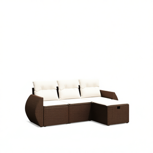 Ensemble de canapé de jardin modulaire en polyrotin brun 3 places, mobilier d'extérieur au design contemporain - Product Image 1