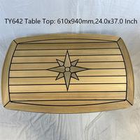 Plateau de table en teck en forme de baril 450x600 500x700 610x940mm, 17.7x23.6 19.7x27.5 24x37 pouces avec incrustation étoile pour bateau, yacht, caravane, camping-car
