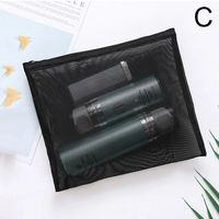 Étui à crayons transparent en maille noire, trousse de toilette de voyage, pochette à fermeture éclair pour pinceaux de maquillage