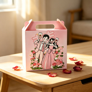 Caja de Regalo Personalizada para Boda con Asa, Caja de Regalo de Dulces con Diseño de Dibujos Animados en Rosa para Recuerdos de Boda, Caja de Regalo de Papel con Logotipo Personalizado - Product Image 6