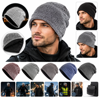 Bonnet réversible réfléchissant en tricot doublé polaire, chaud pour l'hiver, double face, pour hommes et femmes, cyclisme, sports de plein air