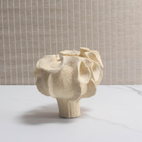 Vase en céramique fait main, écologique, luxueux, à fleurs, beige sable, froissé, style moderne du milieu du siècle, décoration de bureau, fleur
