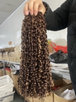 Pixie bouclés bruts super dourble dessinés faisceaux extensions de cheveux humains vietnamiens de couleur différente
