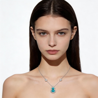 Nouveau collier en argent 925 de style chinois avec gourde en turquoise pour fiançailles et anniversaire, design de luxe