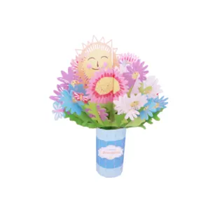 Bouquet de fleurs pop-up coloré 3d, papier de luxe personnalisé découpé au laser pour cadeau de fête des mères