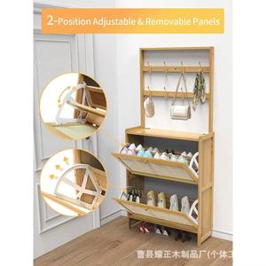 Small apartment entryway <b>shoe</b> cabinet, minimal space, simple <b>shoe</b> <b>rack</b>, flip-down cabinet with doors against the <b>wall</b>, - Product Image 2