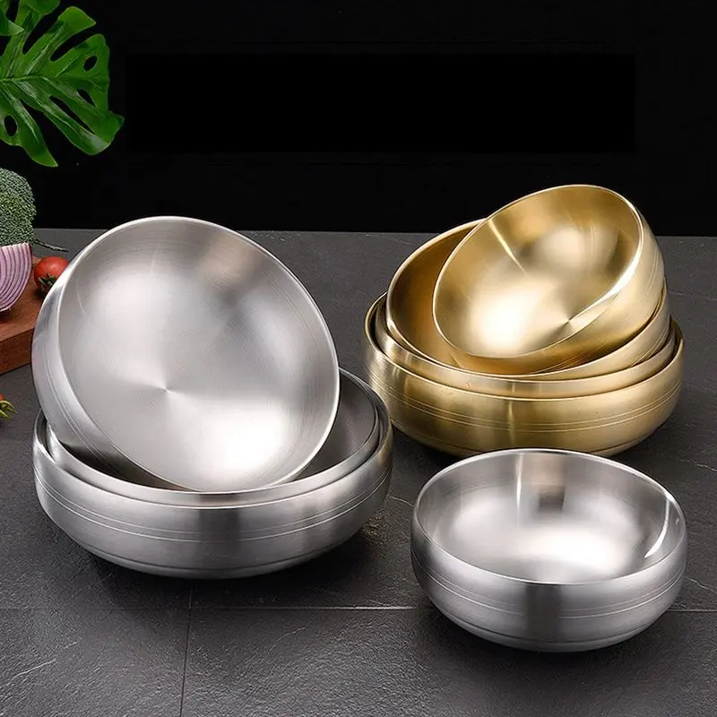 2022 Selling Korean Style Kimchi Bowl Stainless Steel Soup Bowl Golden Sauce Cold Vegetables Seasoning Cat Soup Rice Bowl