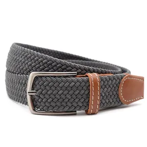 Factory Wholesale Low Price Elastic Canvas Belt High Quality Woven Grey Braided Belts