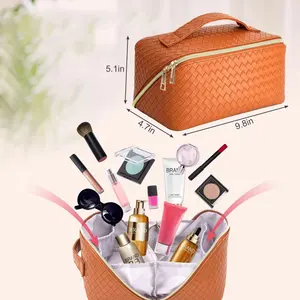 Tas perlengkapan mandi kecil kulit tahan air kustom tas kosmetik tas untuk penyimpanan cucian