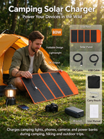 Panneau solaire monocristallin PWM OEM 80W haute résistance aux intempéries pour camping-car, efficacité 22%