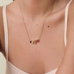 Collier en acier inoxydable pour femmes Mode européenne et américaine Ins Ruby Zircon Collier - Product Image 2