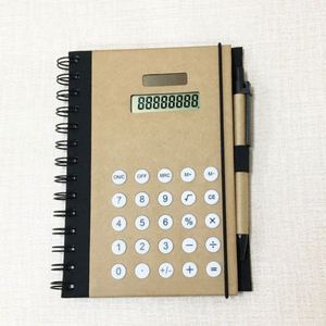 Creative Multifunction 8 Digits Calculator Notebook with Pen Solar Energy Notepad Kraft Paper Cover Office Supply Calculadora - Product Image 6