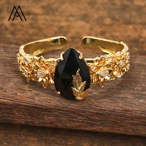 Bracelet ouvert en cristal naturel de haute qualité, couleur or, avec cordon en cuivre, vente directe d'usine, bracelets et joncs tendance - Product Image 6