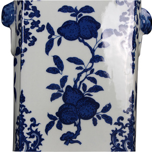 Di alta qualità cinese antico blu e bianco porcellana quadrato vaso di pesca doppio orecchio testa di leone per la decorazione della casa - Product Image 2