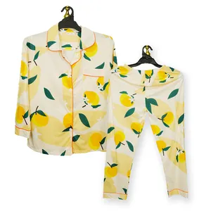 Neuer Stil Übergröße Baumwolle Damen Loungewear Nachtwäsche, Frucht bedrucktes Muster Damen-Nachttisch Pyjama-Sets