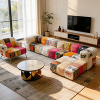 Canapé club en tissu moderne, couleur contrastée, patchwork, siège d'appoint confortable pour bureau, étude, salon
