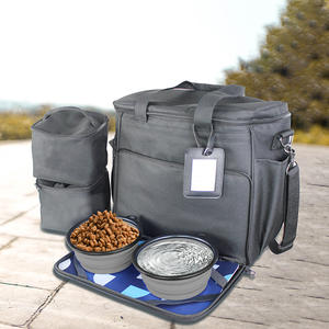 Saco luxuoso do curso do cão com 2 tigelas dobráveis do silicone 2 recipientes do alimento Multi-uso bolsos Oxford Material <span class=keywords><strong>Pet</strong></span> acessórios - Product Image 1