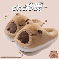 Chaussons d'intérieur pour femme en suède avec semelle EVA antidérapante, motif Capybara Couple, chauds, nouvelle collection Automne/Hiver 2025, en peluche mignonne style dessin animé