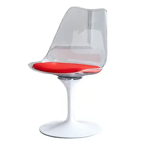 Wholesale Rotating Transparent PC seat and back PU cushion acrylic dining chair nordic plastic dining chair