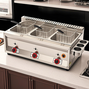Équipement commercial friteuses à gaz électriques en acier inoxydable frites <span class=keywords><strong>friteuse</strong></span> à pot unique de grande capacité avec 2 paniers - Product Image 5