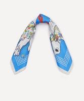 Foulard carré en soie à impression numérique personnalisée, motif 'Étends tes ailes', bleu vif, en satin, pour la tête, marque privée, vente en gros acceptée