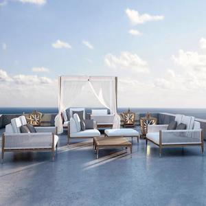 Muebles de exterior modernos, sofá de tela de teca, sofá de jardín de ocio, impermeable para patio, piscina, jardín - Product Image 2