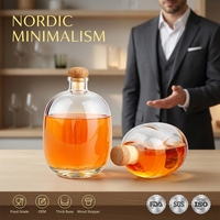 Bouteille à liqueur ovale en verre Solent Nordic 500ml, forme œuf, pour whisky, brandy, spiritueux, vente en gros, fournisseur, fabricant