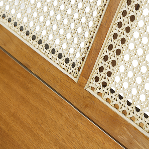 Cadre de lit plateforme en teck, taille Queen et King, avec tête de lit, lit moderne et confortable, écologique, convertible, couleur naturelle - Product Image 6