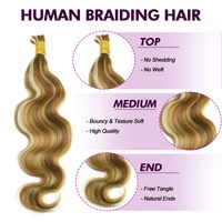 Extensions de tresses 100% cheveux humains, ondulées, 20 pouces, noires, en vrac, 3,84 onces