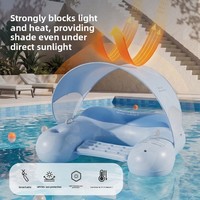 Chaise longue gonflable d'extérieur avec pare-soleil amovible, canapé aquatique, lit flottant, pour l'été, en PVC de 26 mm d'épaisseur, bicolore