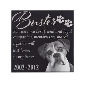 Personalized Granite Dog Memorial Stone Engraved Dog Headstone And Pet Grave Marker Best Companion Picture Ornament