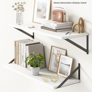 Ensemble de 2 étagères flottantes doubles robustes en MDF et fer, pour rangement d'épices, pour cuisine, salon, salle de bain, montage mural, grande taille - Product Image 2